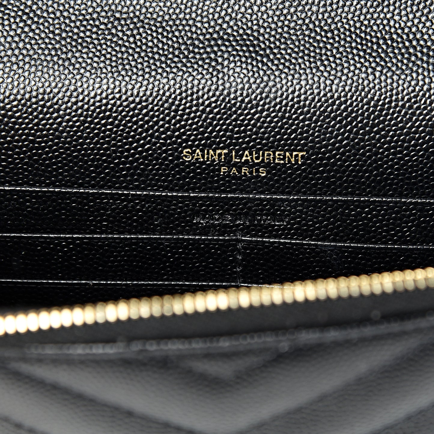 Grain De Poudre Matelasse Chevron Monogram Envelope Chain Wallet Black