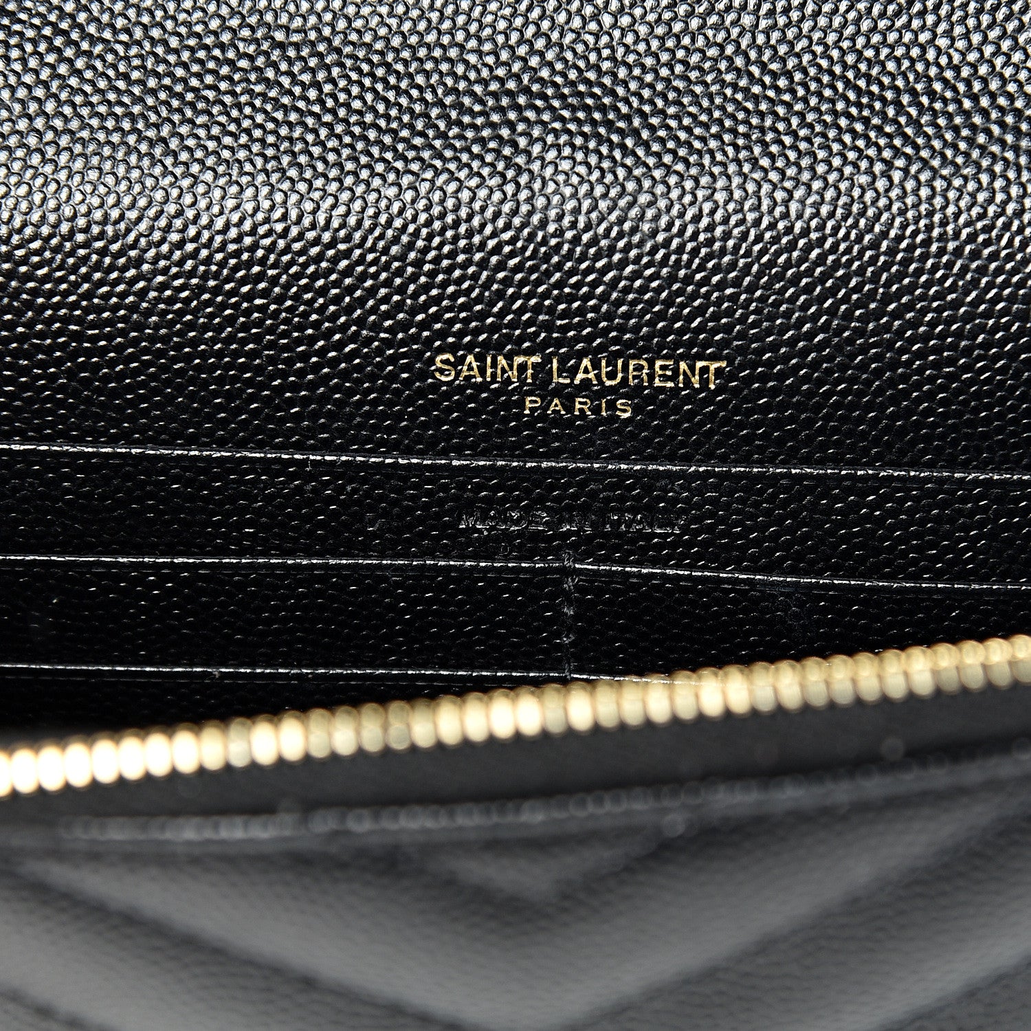 Saint Laurent Grain De Poudre Matelasse Chevron Monogram Envelope Chain Wallet Black 5 of 12