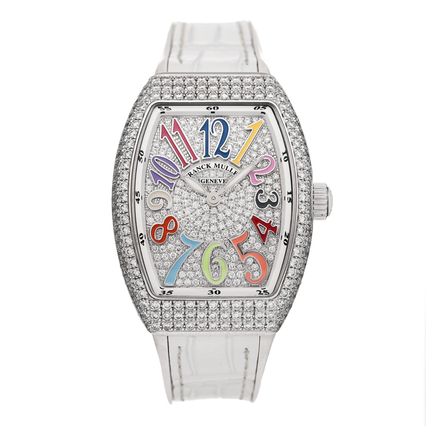 18K White Gold Alligator Diamond Pave Bezel 32mm Vanguard Quartz Watch V32QZDCDCOLDRM