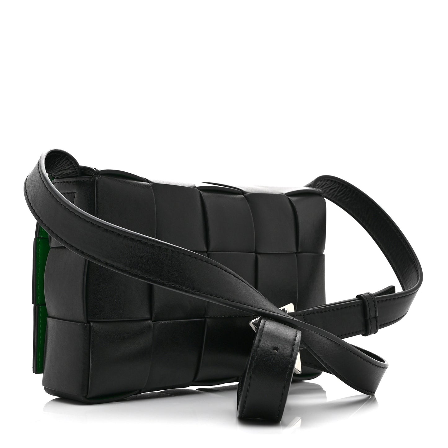 Nappa Maxi Intreccio Cassette Bag Black  Parakeet