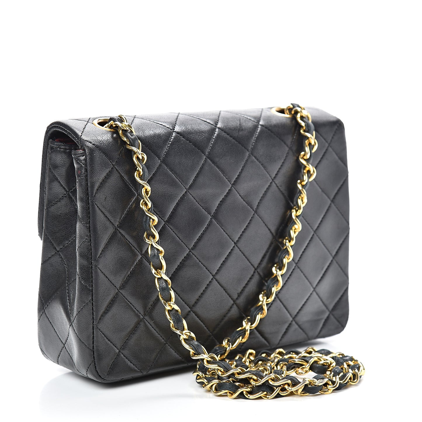 Lambskin Quilted Mini Square Flap Black