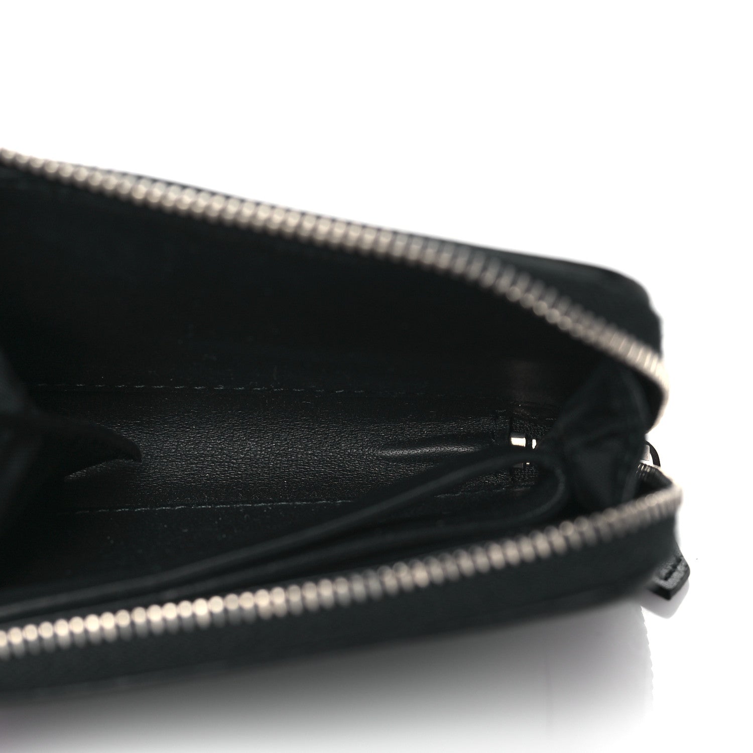 Balenciaga Calfskin Perforated Logo Zip Compact Wallet Black 5 of 9