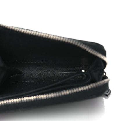 Balenciaga Calfskin Perforated Logo Zip Compact Wallet Black 5 of 9