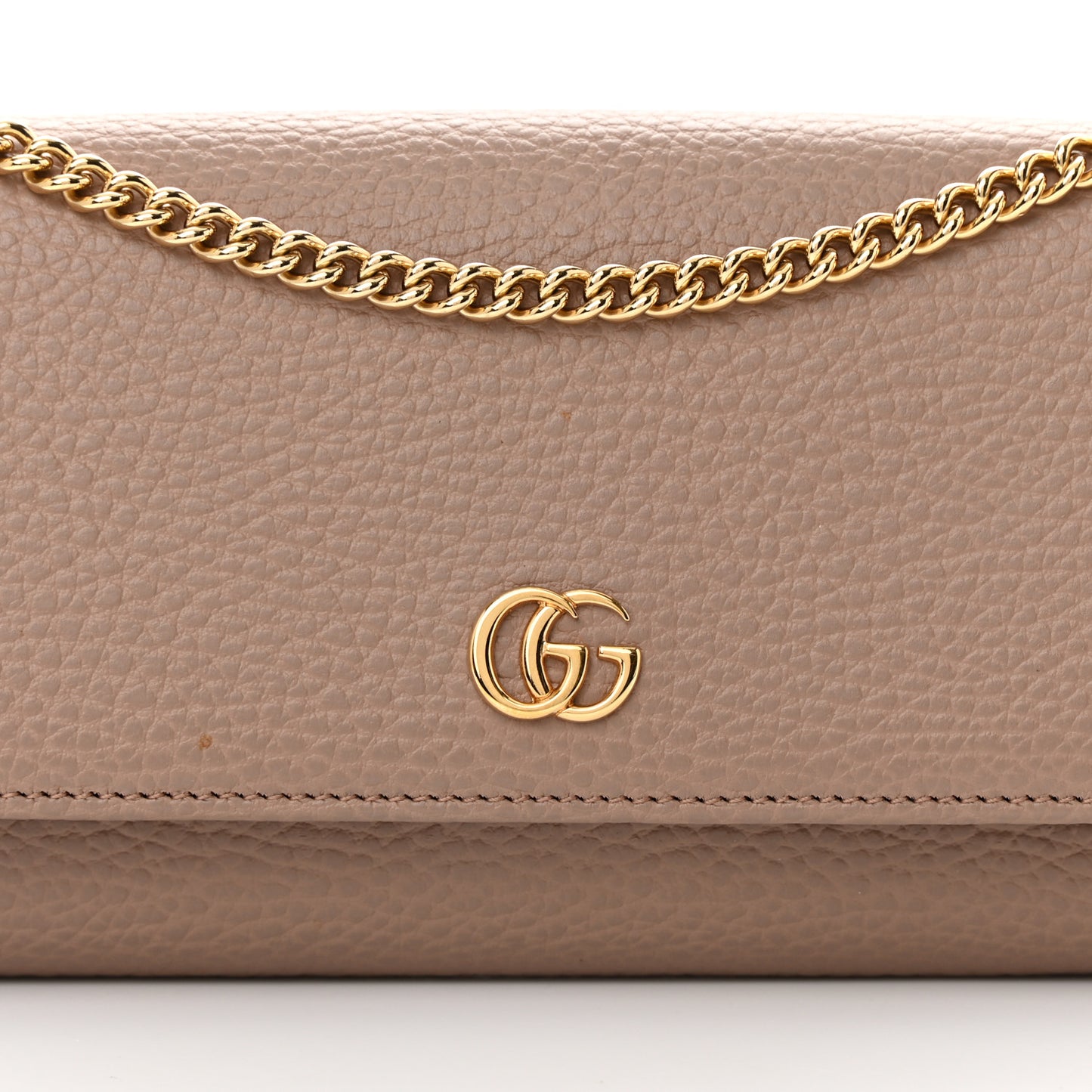 Dollar Calfskin Petite GG Marmont Wallet Chain Bag Porcelain Rose