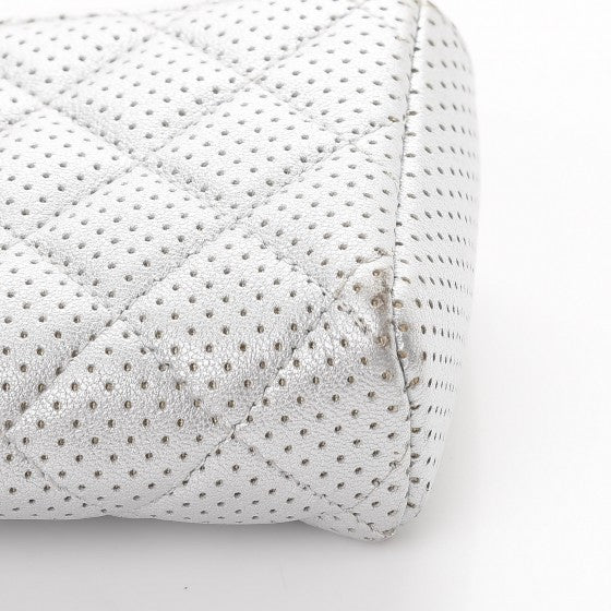 Chanel Perforated Lambskin Quilted Mini Phone Holder Clutch Silver 11 of 14