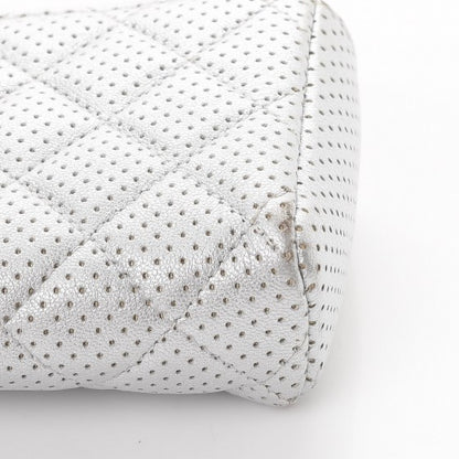 Chanel Perforated Lambskin Quilted Mini Phone Holder Clutch Silver 11 of 14