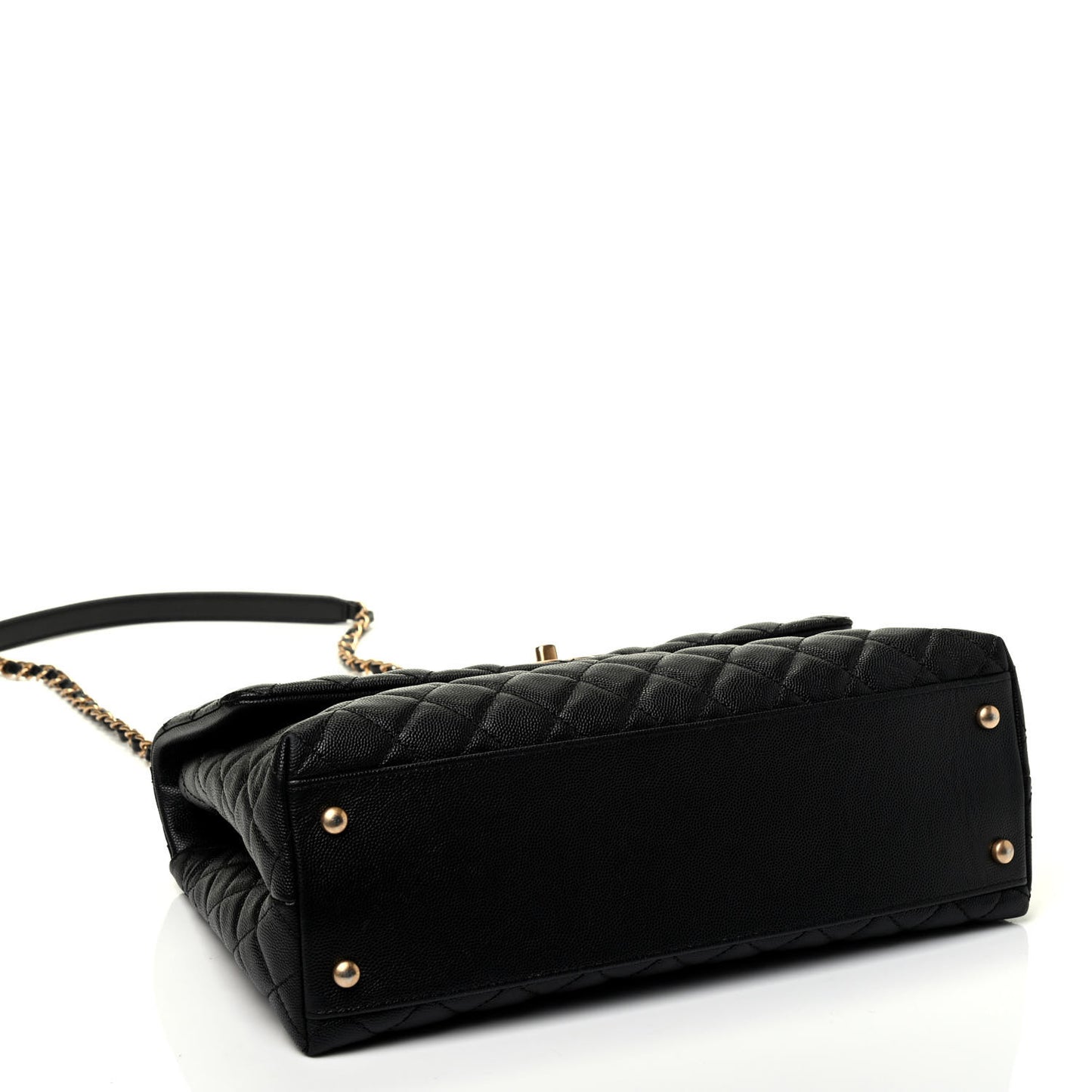 Caviar Lizard Quilted Medium Coco Handle Flap Black