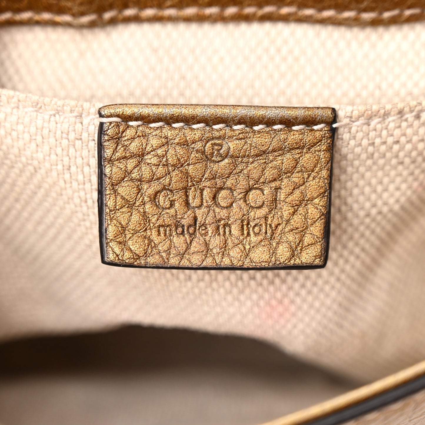Metallic Pebbled Calfskin Small Soho Flap Crossbody Gold Ombre