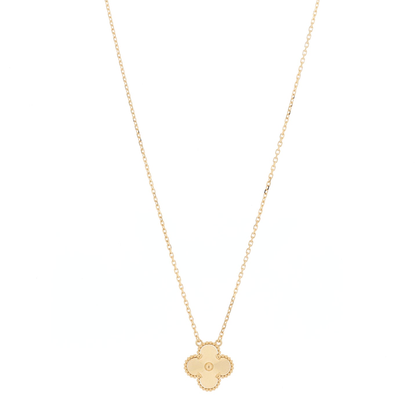 18K Yellow Gold Guilloche Vintage Alhambra Pendant Necklace