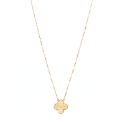 Van Cleef & Arpels 18K Yellow Gold Guilloche Vintage Alhambra Pendant Necklace 1 of 5