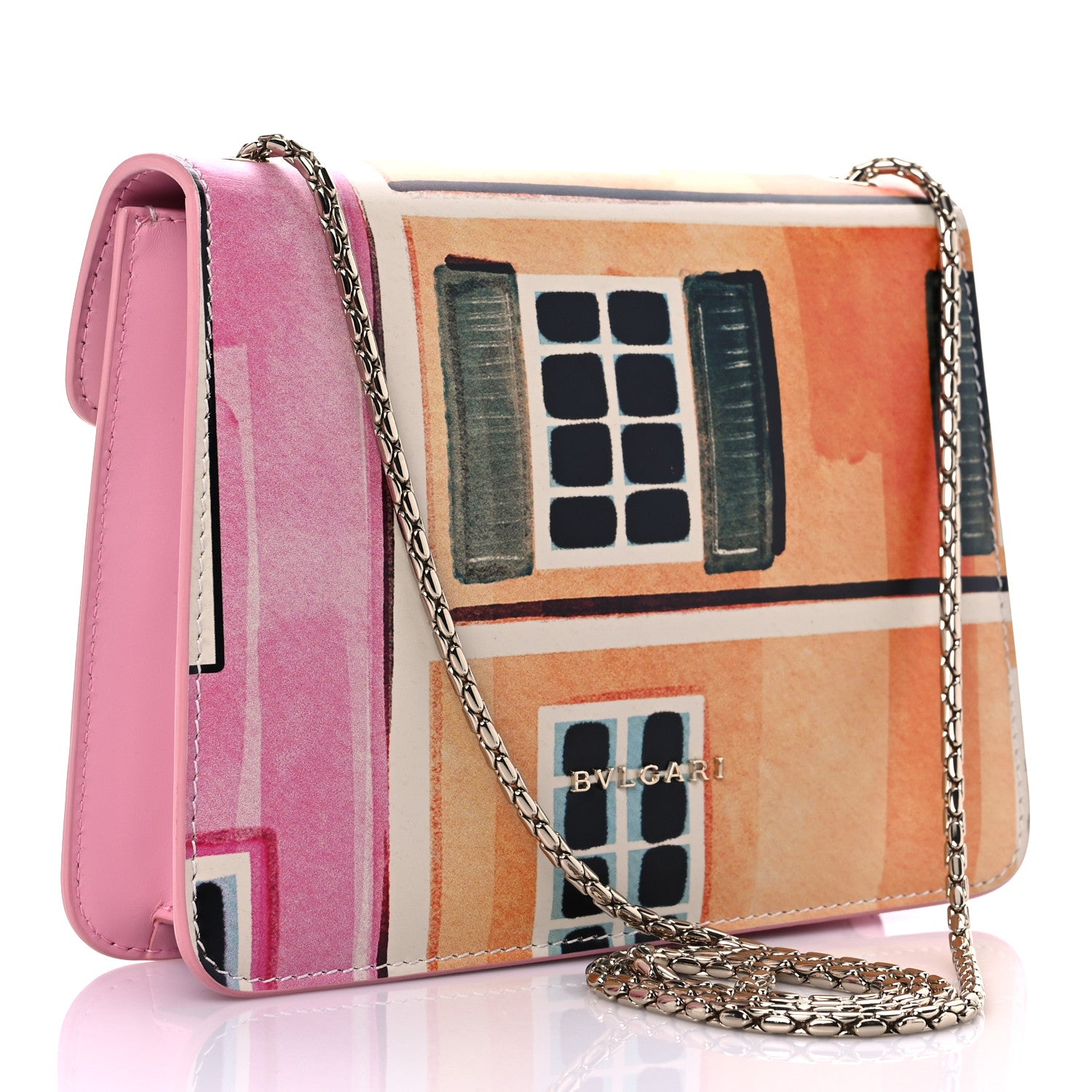 Bulgari Calfskin Printed Serpenti Forever Cinemania Crossbody Bag Flash Pink Multicolor 4 of 13