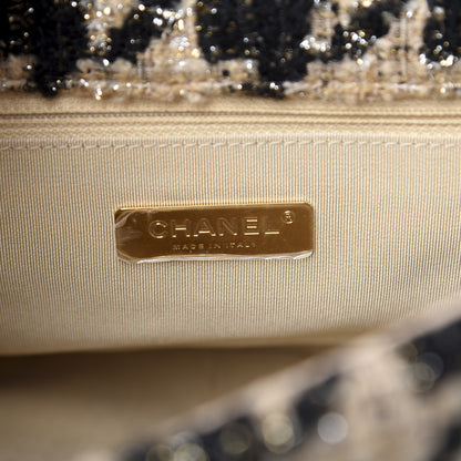 Chanel Tweed Maxi 19 Flap Beige Black 5 of 10