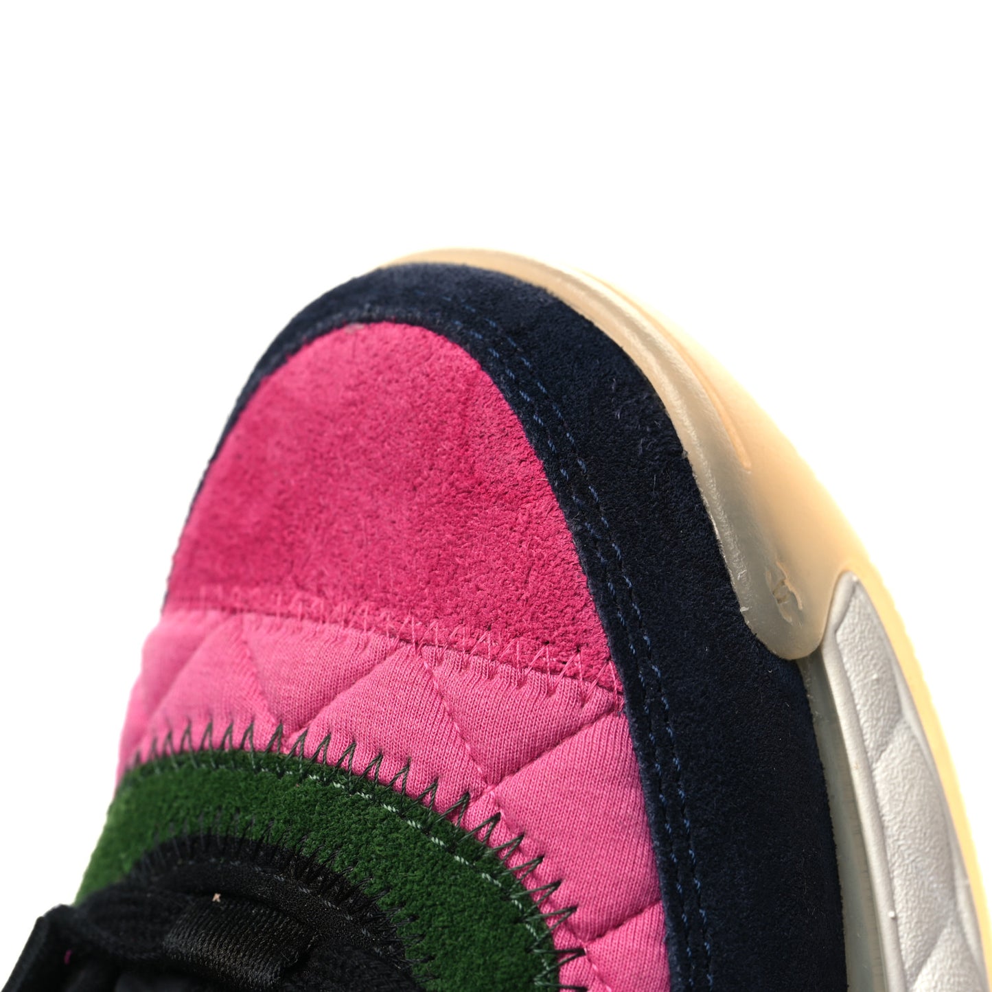 Velvet Calfskin Mixed Fibers CC Sneakers 36.5 Dark Pink Green