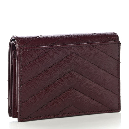 Saint Laurent Grain De Poudre Matelasse Chevron Cassandre Card Case Bordeaux 3 of 10