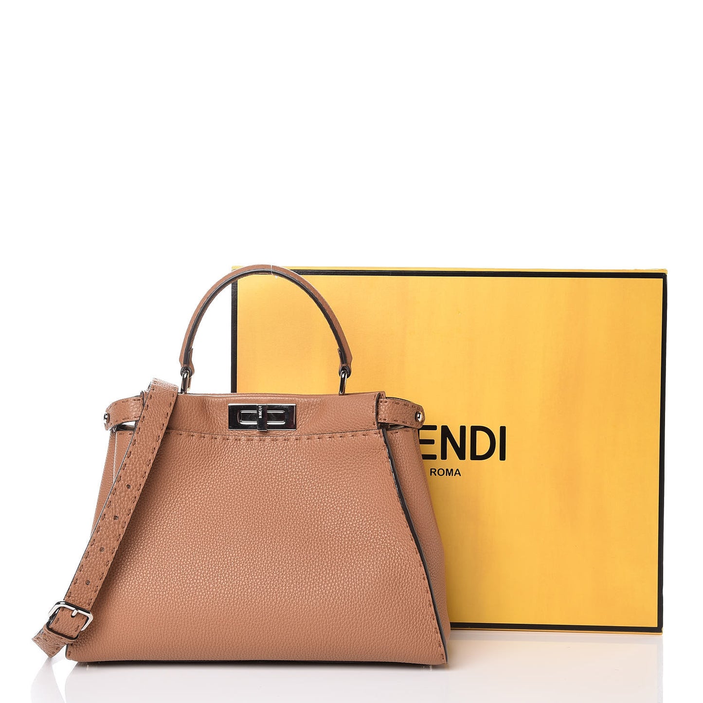 Cuoio Romano Selleria Bi-Color Medium Peekaboo Iconic Satchel Mou Deserto