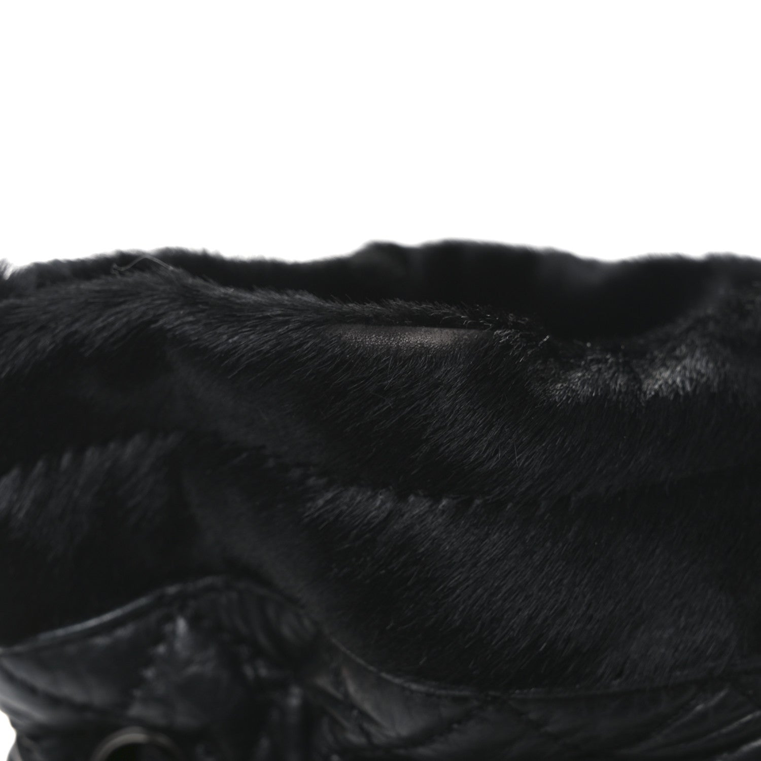Chanel Aged Calfskin Pony Hair Quilted Miss Pony Drawstring Tote Black 11 of 11