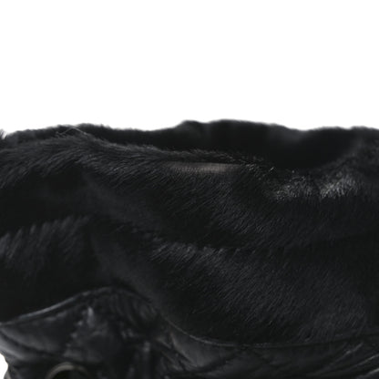 Chanel Aged Calfskin Pony Hair Quilted Miss Pony Drawstring Tote Black 11 of 11