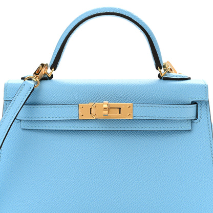 Hermes Epsom Mini Kelly Sellier 20 Celeste 8 of 11