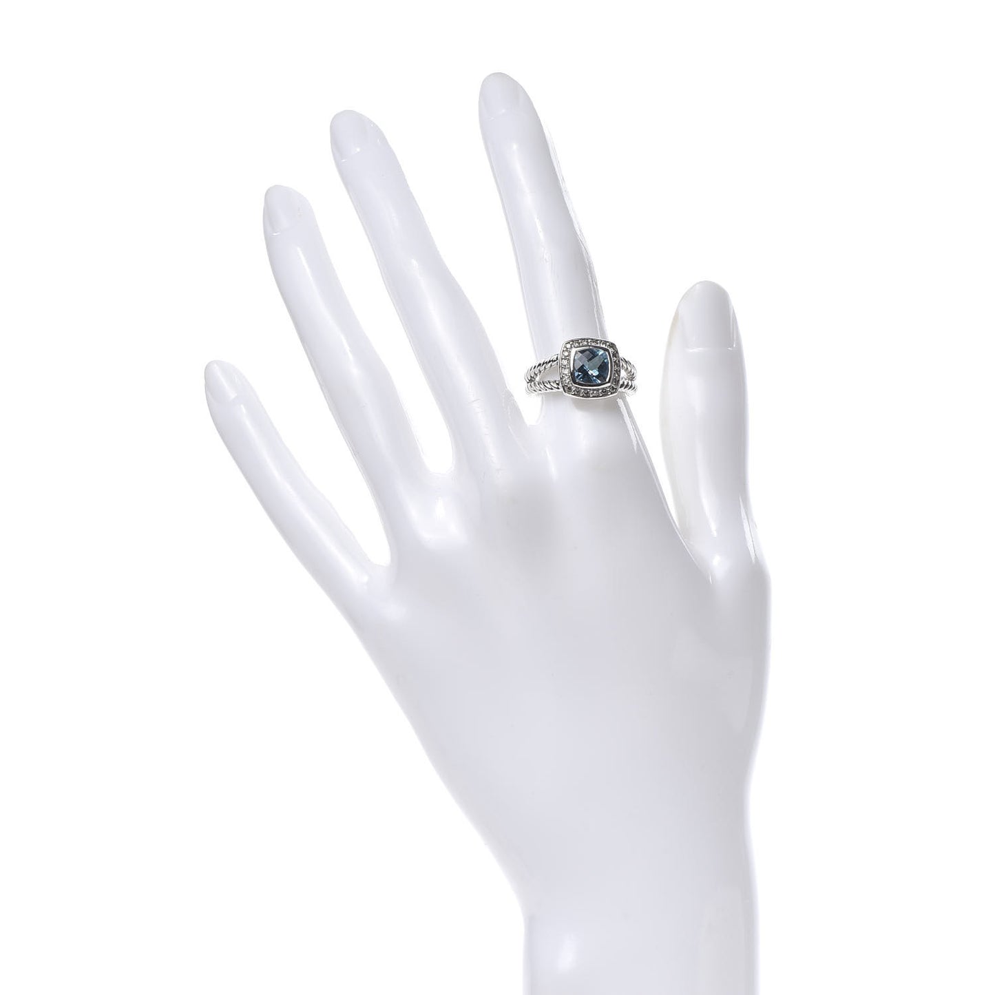 Sterling Silver Diamond Blue Topaz 7mm Petite Albion Ring 52 6