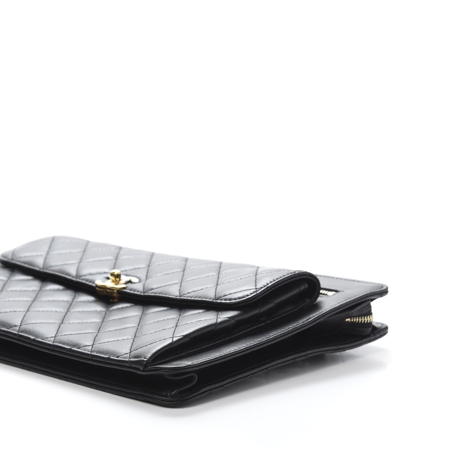 Chanel Lambskin Quilted Wristlet Clutch Black 11 of 11