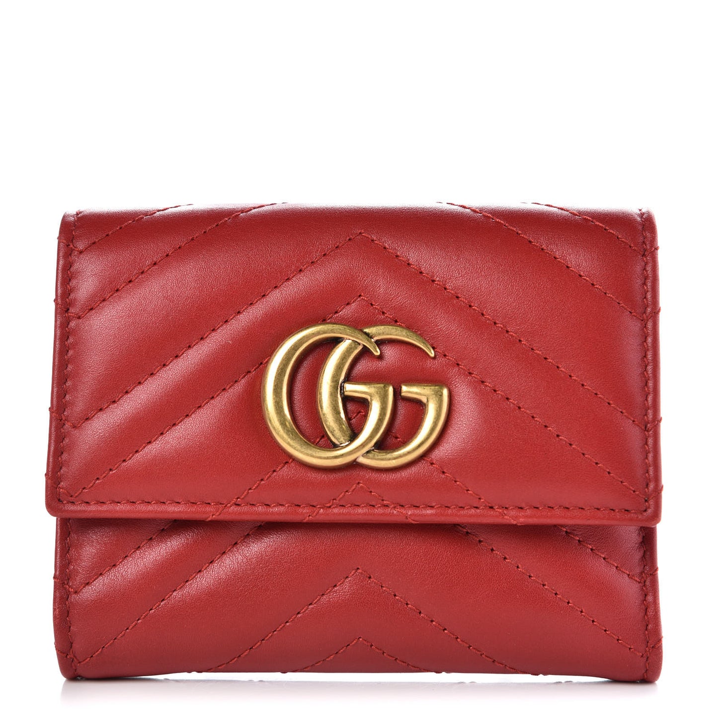 Calfskin Matelasse GG Marmont Wallet Hibiscus Red