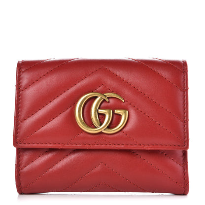 Gucci Calfskin Matelasse GG Marmont Wallet Hibiscus Red 1 of 12