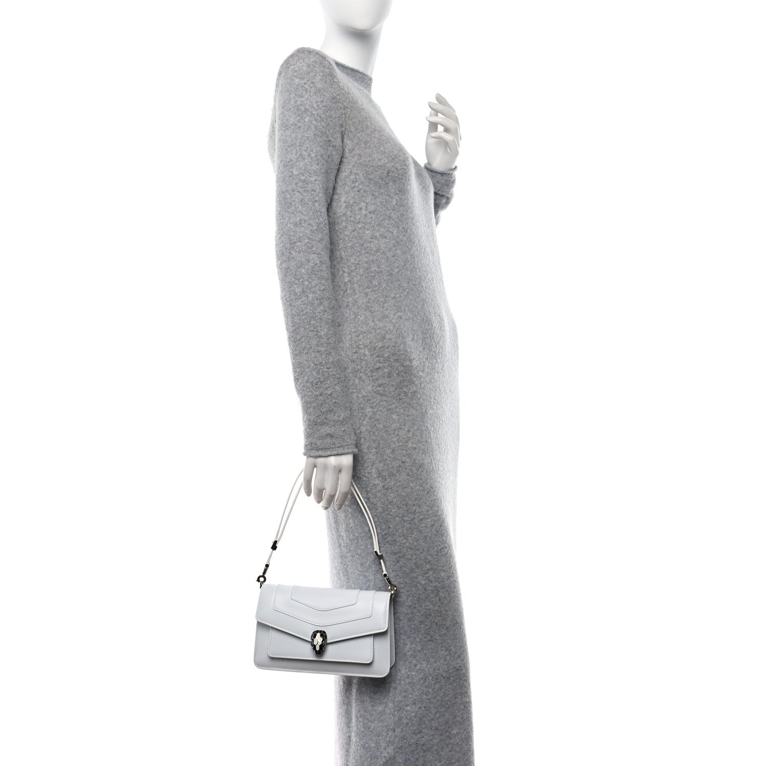 Bulgari Calfskin Serpenti Forever East West Shoulder Bag Opal Grey 2 of 10