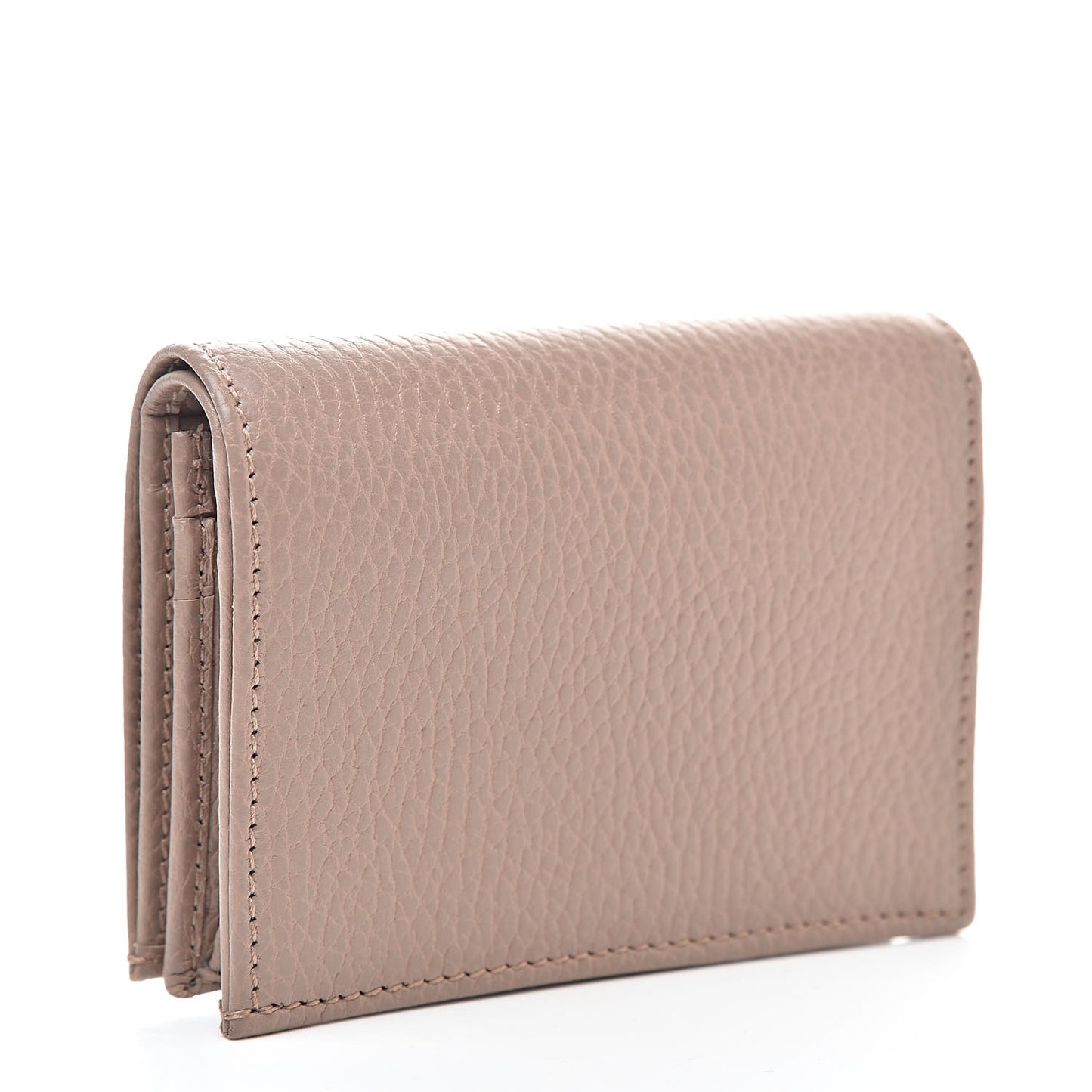 Pebbled Calfskin GG Marmont Card Case Porcelain Rose