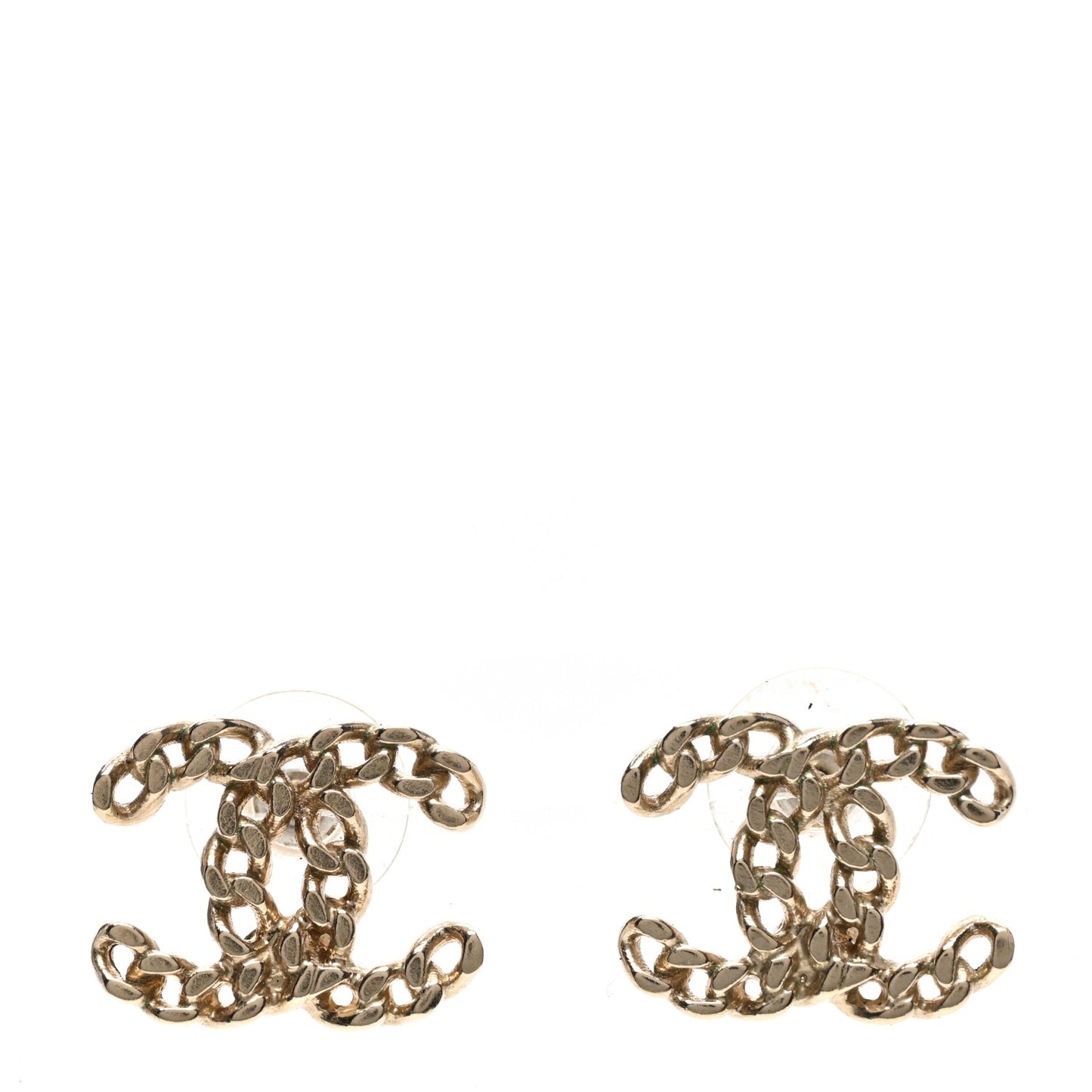 Metal Chain Link CC Earrings Gold