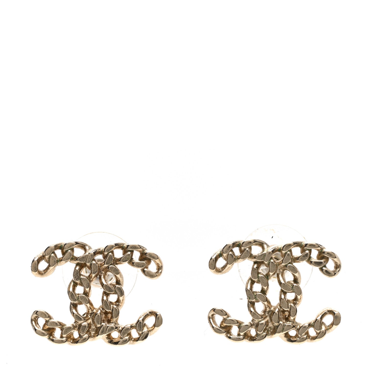 Chanel Metal Chain Link CC Earrings Gold 1 of 5
