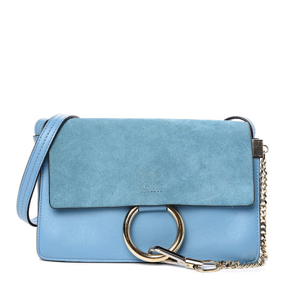 Chloe Suede Calfskin Small Faye Shoulder Bag Vinyl Blue 1 of 13