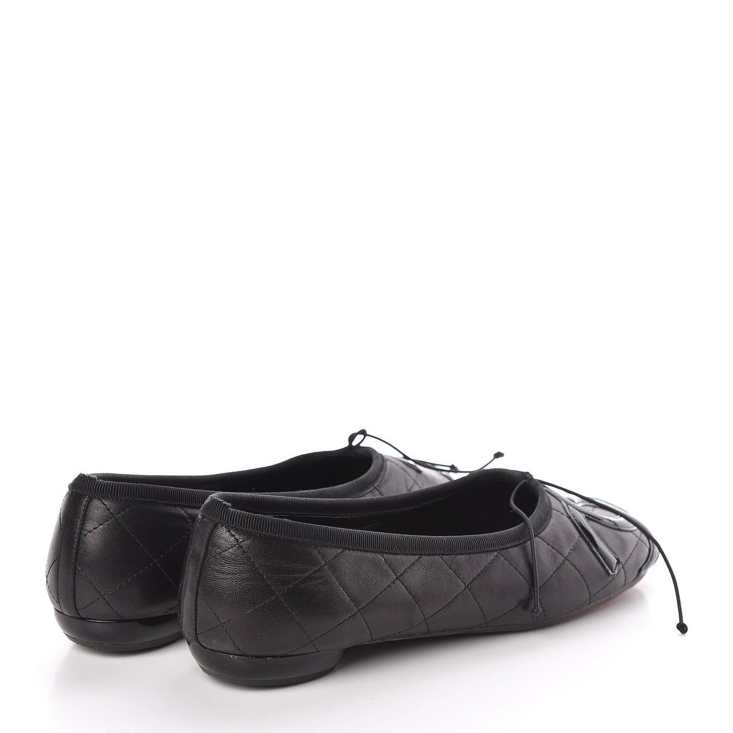 Lambskin Quilted Cambon Ballerina Flats 40.5 Black