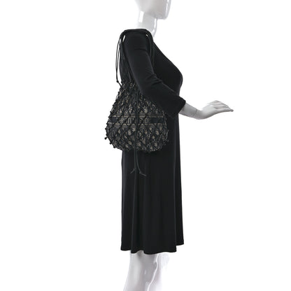 Christian Dior Woven Calfskin Technical Fabric Oblique Net Bag Blue 2 of 9