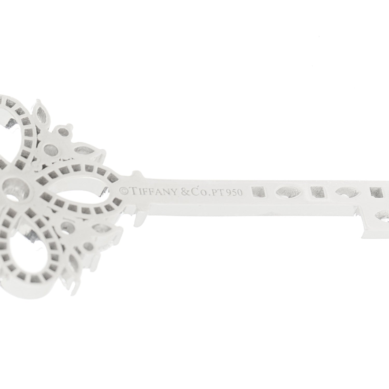 Tiffany Platinum Diamond Victoria Key Pendant Necklace 6 of 7