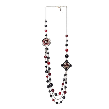 Chanel Resin Beaded CC Multi Strand Long Necklace Gold Black Dark Red 2 of 6
