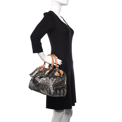 Louis Vuitton Denim Patchwork Speedy 30 Grey 2 of 12