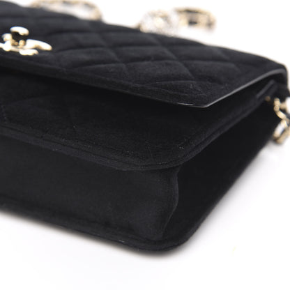 Chanel Velvet Quilted Pearl Crush Wallet On Chain WOC Black 12 of 12