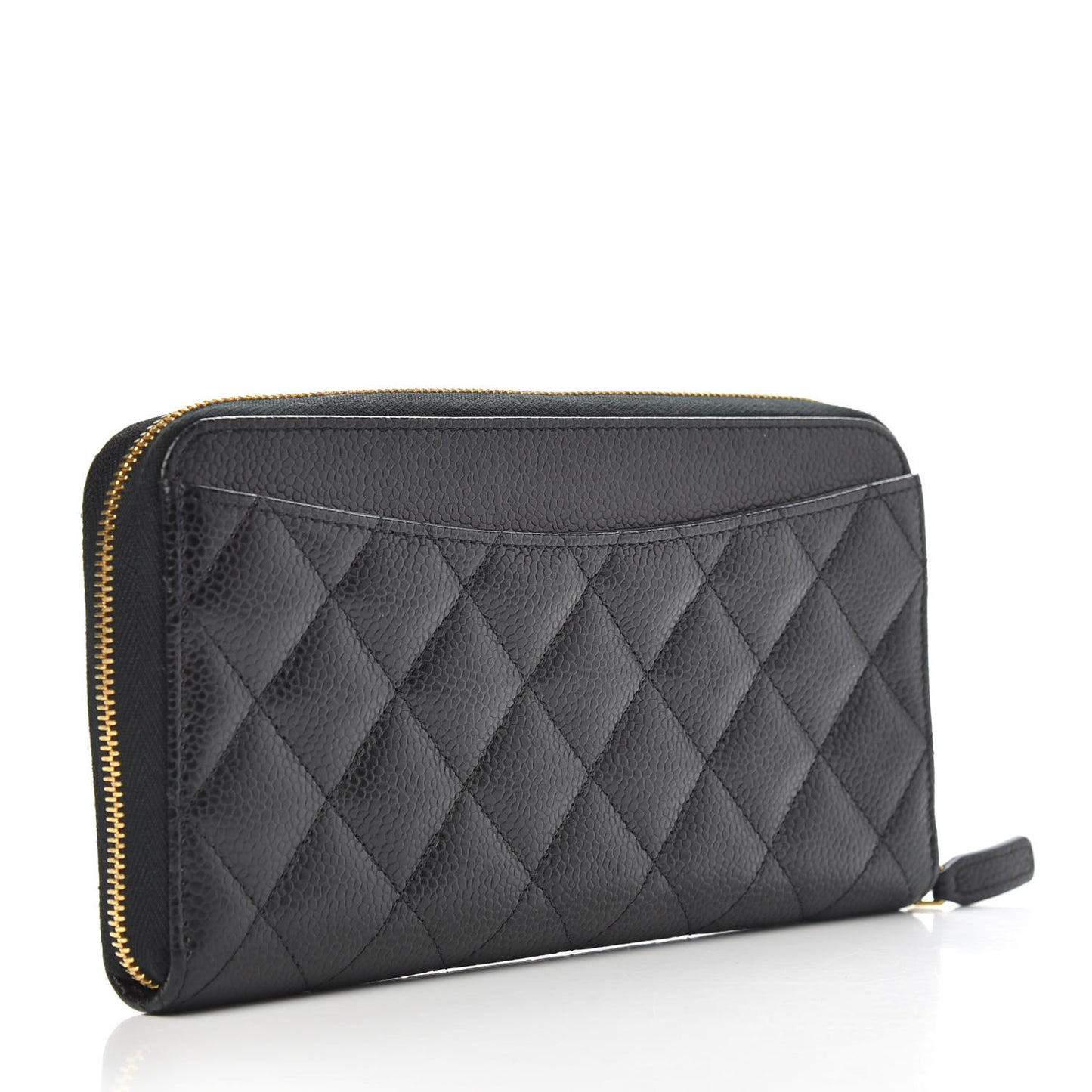 Caviar Quilted Large Gusset Zip Around Wallet Black