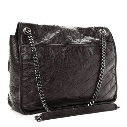 Saint Laurent Crinkled Calfskin Matelasse Monogram Large Niki Chain Satchel Tulip 3 of 12