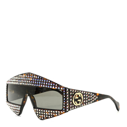 Gucci Crystal Rectangular Frame Sunglasses GG0357S Tortoiseshell 1 of 7