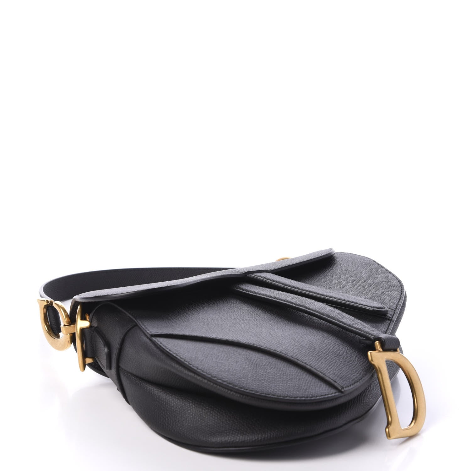 Christian Dior Grained Calfskin Saddle Bag Black 5 of 13