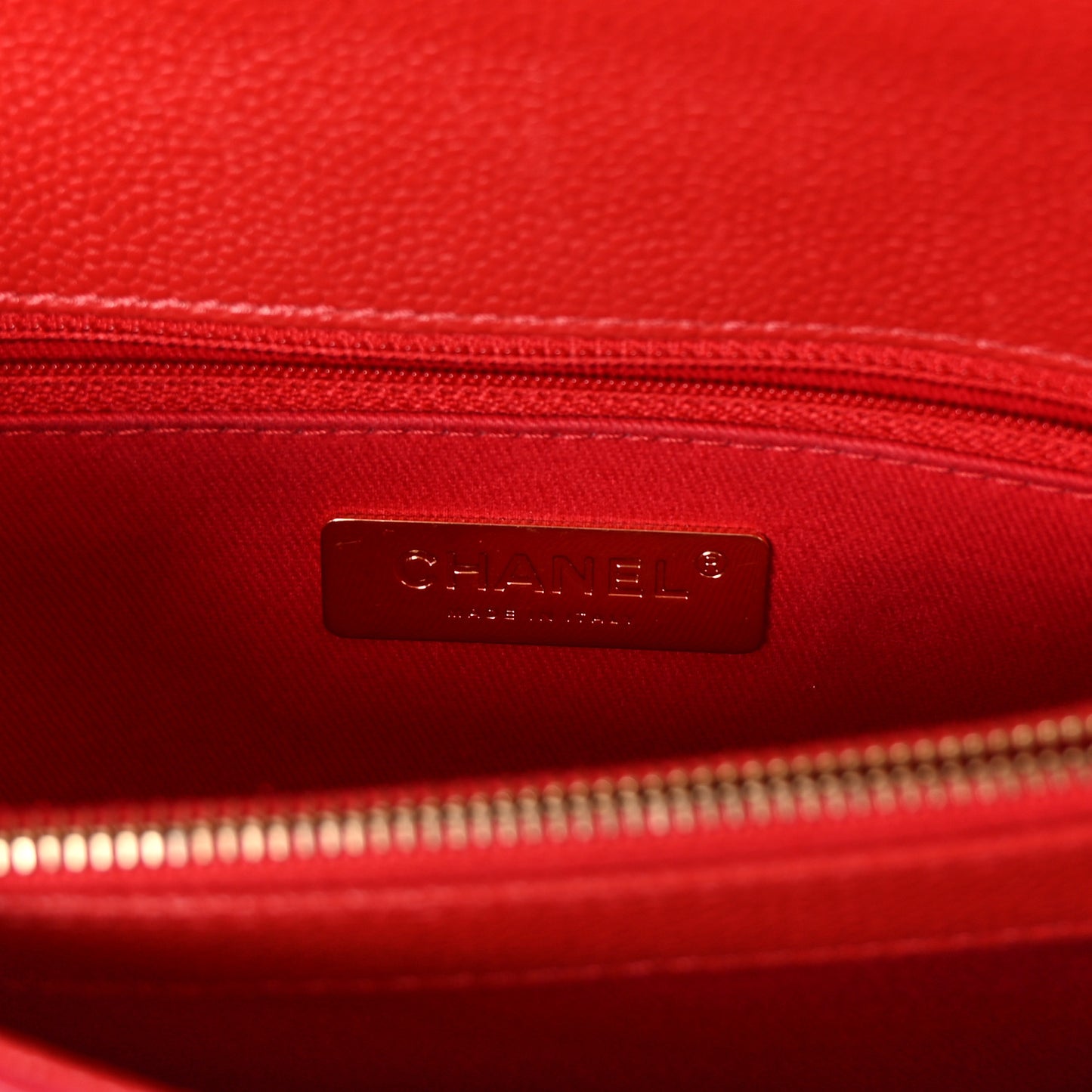 Caviar Diamond Stitched Small Top Handle Flap Red
