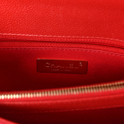 Chanel Caviar Diamond Stitched Small Top Handle Flap Red 6 of 10