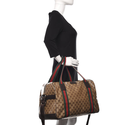 Gucci Crystal Monogram Web Large Carry On Duffle Bag Brown 2 of 11