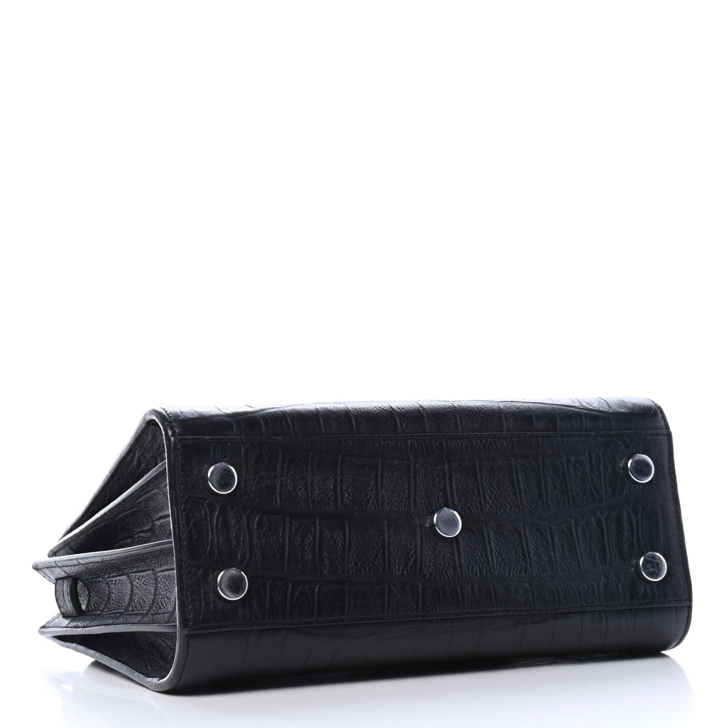 Calfskin Crocodile Embossed Nano Sac De Jour Black