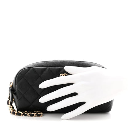 Chanel Caviar Quilted Double Zip Pouch Cosmetic Case Black 2 of 10
