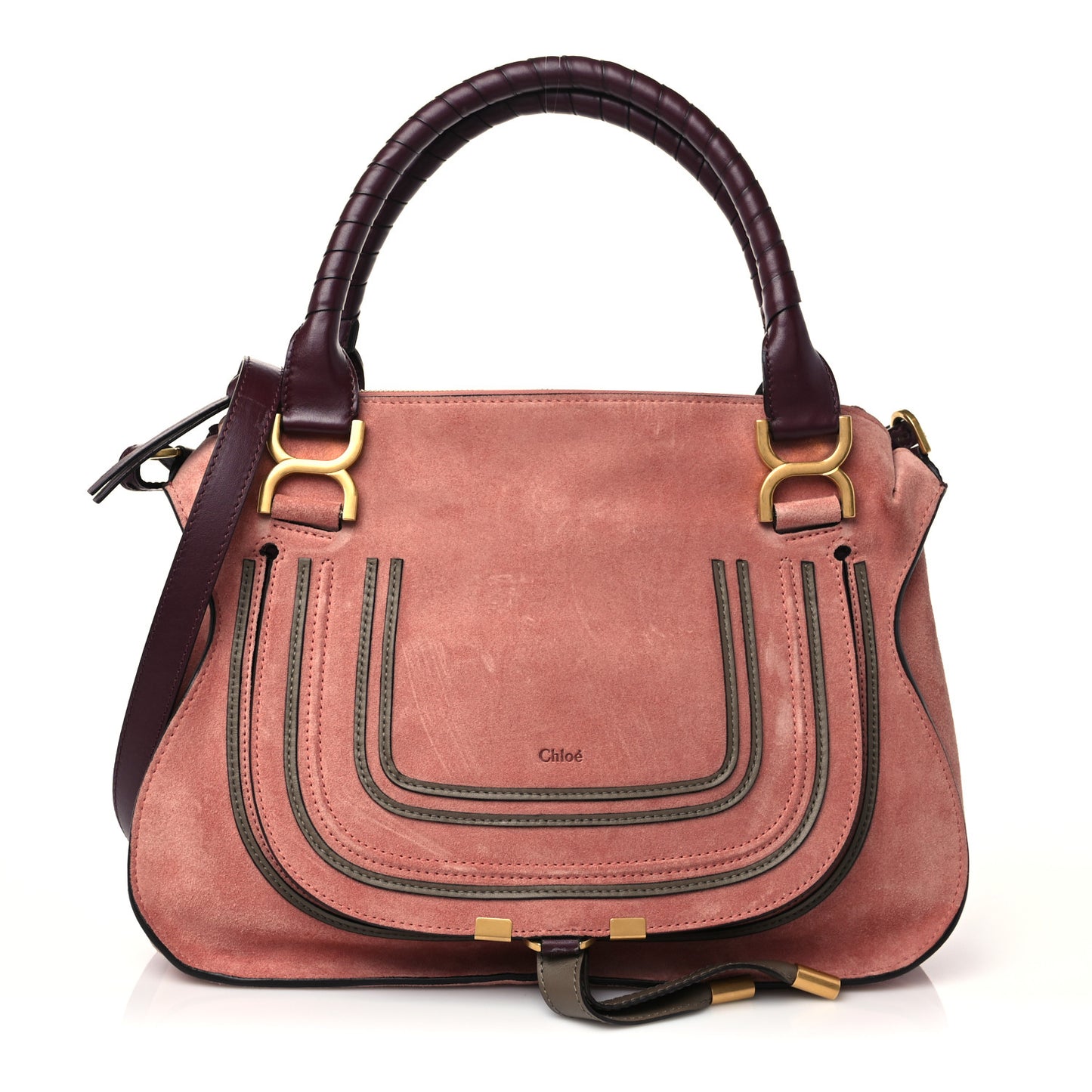 Suede Calfskin Braided Medium Marcie Double Carry Canyon Rose