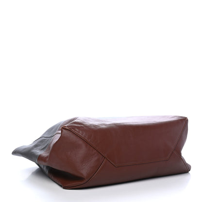 Celine Lambskin Horizontal Bi-Color Cabas Grey Cognac 4 of 14