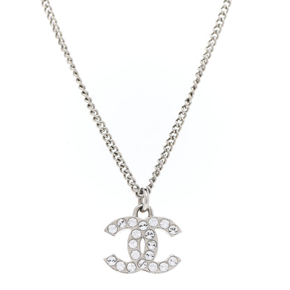 Chanel Crystal Timeless CC Necklace Silver 4 of 5