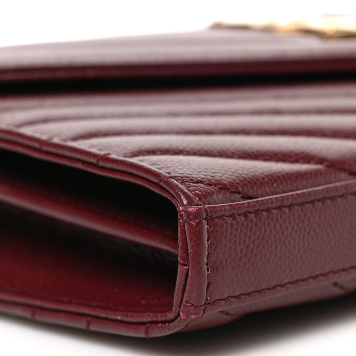 Grain De Poudre Matelasse Chevron Monogram Chain Wallet Rouge Legion
